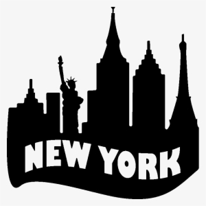 Sticker New York Skyline Texte Ambiance Sticker Kc2304 - Silhouette #466869