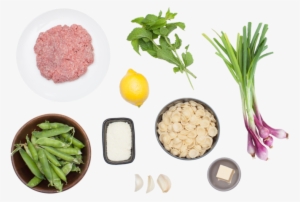 Lamb, Mint & Pea Orecchiette With Purple Spring Onions - Food #467548