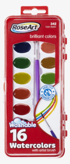 16ct Washable Watercolors - Roseart 16-color Washable Watercolors With Brush - #467947
