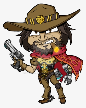 Cartoon Overwatch Drawing Transprent Banner Black And - Mccree Cartoon Png #468121