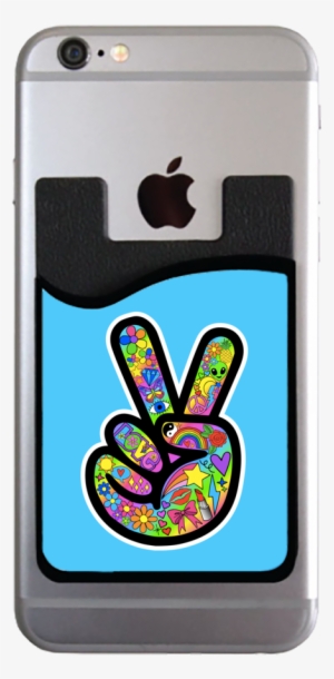 Peace Fingers Blue Card Caddy - Mylittlecase Monogram Cell Phone Card Caddy, Personalized #468236