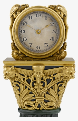 Paul Frey Miniature Gold And Jade Clock - Antique Gold Clock Png #4616875