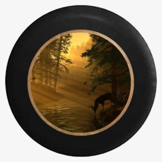 Big Buck Deer Drinking From River Tree Line Rv Camper #4619898 Big Buck Deer Drinking From River Tree Line Rv Camper #4619898