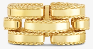 A Side Profile Of A Gold Ring Made By - Roberto Coin Retro Two Tone Diamond Link Ring #4620257