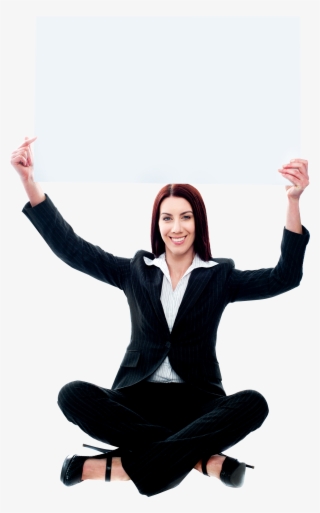 Business Women Holding Banner Png - Business Woman Sitting Png #4622998