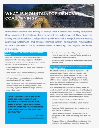 Download Fact Sheets On Mountain Top Removal - Brochure #4624180