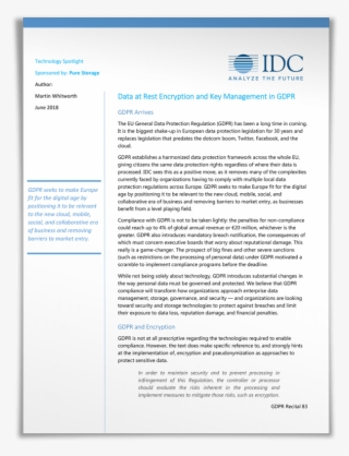 In This Paper Idc States, "we Believe That Gdpr Compliance - Light That Failed (1939) #4628184