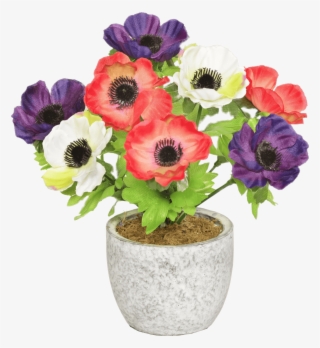 Colourful Anemones In A Pot - Artificial Flower #4646615