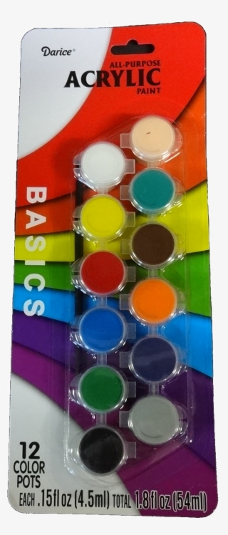 Ps 1180, Potstick Art Kit - Darice Acrylic Paint Pots Basic 12 Colors #4658226