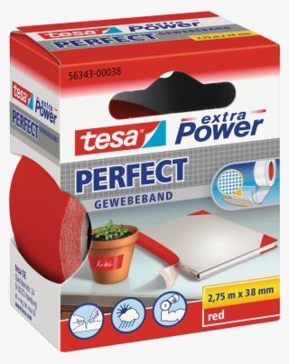 Tesa Extra Power Cloth Tape, 38 Mm, Red Tesa 56343 - Cloth Tape Tesa Red (l X W) 2.75 M X 38 Mm Natura #4663048