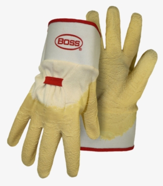 Boss 1sr8424 Power Grip Crinkled Latex Dip Grip With - Boss Gloves 8424 Power Grip Yellow #4674235