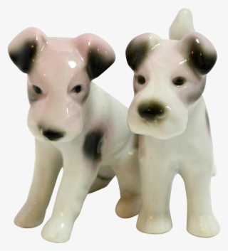 Wire Haired Fox Terrier Dogs Pair Porcelain Figurines - Ancient Dog Breeds #4683835