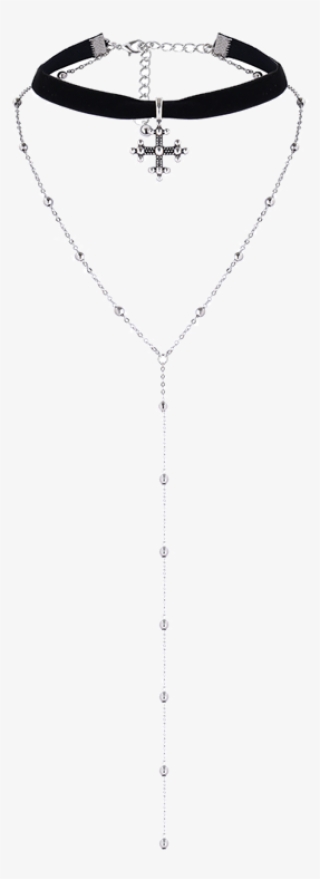 Long Beaded Layer Cross Choker Necklace - Fashion Party Jewelry Pendant Choker Chunky Bib Statement #4686944