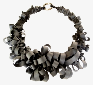 Ruffle Necklace In Charcoal Rubber - Necklace #4687006