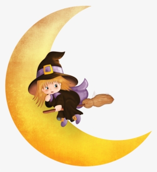 Gifs Halloween - Halloween Moon Witch Clipart #4691490