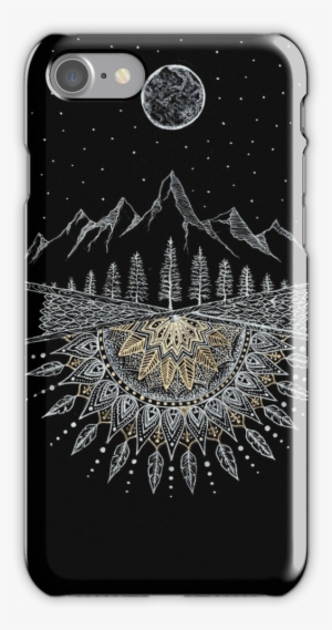 Moon And Stars Night Sky Mountain Range Arrow Mandala - Black Notebook With Mandala #472207
