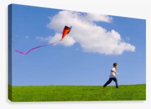 Child Flying A Kite Canvas Print - Boy Flying A Kite #473518