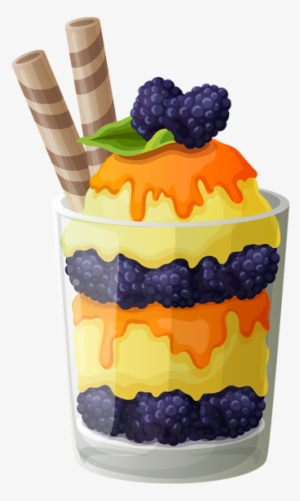 Ice Cream Cup With Blackberry Png Clipart - Ice Cream Cup Png #474266