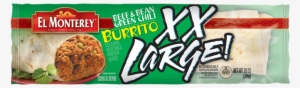 Big Beef, Bean & Green Chili Frozen Burrito - El Monterey Large Burrito #478239