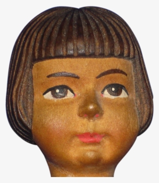 Early 8" Swiss Linden Wood Girl Doll Hand Carved Child - Headpiece #4702841