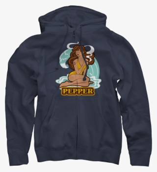 Smoking Girl On Navy Zip Up $50 - Hoodie #4718055