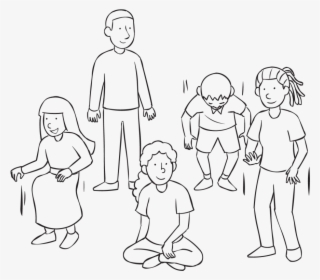 Back Group Of People Standing And Sitting As Part Of - Line Art #4725838
