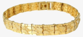 14k Gold Nugget Bracelet - Men's 14k Solid Yellow Gold Nugget Diamond-cut Bracelet #4732995