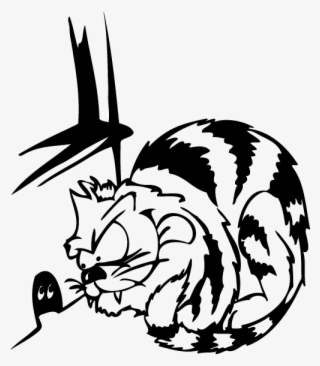 Vinyl Decorative Cat On The Prowl Skull Rock Clip Art - Funny Cat Sticker 2 #4761103