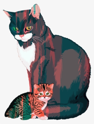 This Free Icons Png Design Of Kitten And Mother Illustration #4761430