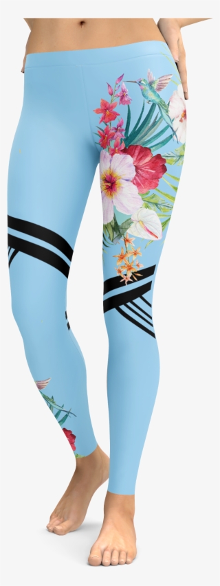 Blue Tropical Flower Leggings - Irish Pride - Limited Edition #4771207