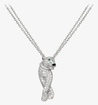 Panthère De Cartier Necklacewhite Gold, Diamonds, Emeralds, - Cartier Diamond Panther Necklace #4777629