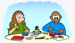 Cartoon Of Two Kids Building A Model Of A Satellite - Make Things Cartoon #481838