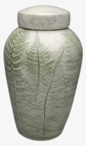 Raku Urn With Fern Impressions And Crackle Glaze - Handmade Pottery Cremation Urns #484827