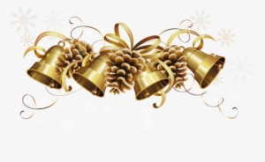 0, - Gold Christmas Bells Png #485595
