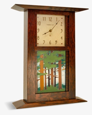 Example Arts And Crafts Clock Shown With Tile - Schlabaugh & Sons Woodworking #486282