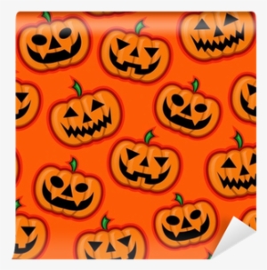 Halloween Pumpkins Vector Pattern In Orange Background #486563