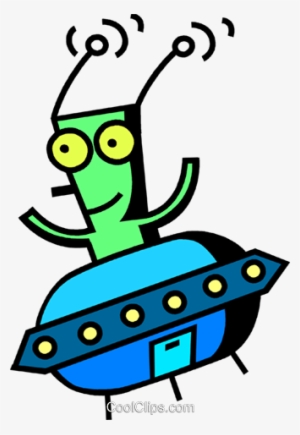 Alien In Flying Saucer Royalty Free Vector Clip Art - Extraterrestrial Life #486841