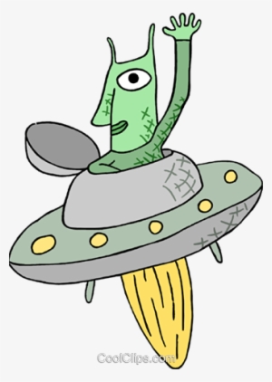 Spaceman In Flying Saucer Royalty Free Vector Clip - Illustration #487424