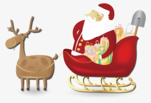 Claus Reindeer Sled Clip Art Transprent Png - Santa Couriage #488307