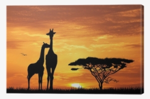 Baby Giraffe Silhouette At Sunset Canvas Print • Pixers® #488923