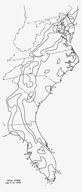 1928 Fort Pierce Hurricane Rainfall Totals - Map #4802591