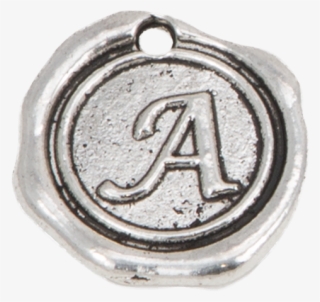 Silver Wax Seal "a" Charm - Emblem #4826860