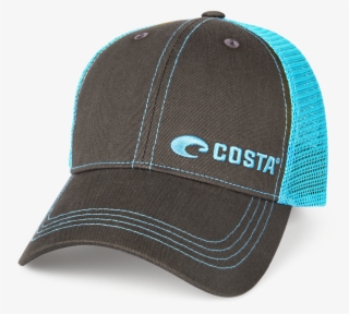 Neon Trucker Black Twill Hat - Costa Del Mar Neon Trucker Offset Logo Hat - Graphite/neon #4827943