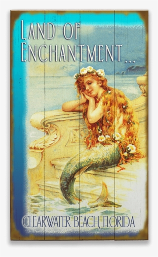 View Zoom Land Of Enchantment Mermaid Sign - Little Mermaid Hans Christian Andersen Vintage Book #4828013