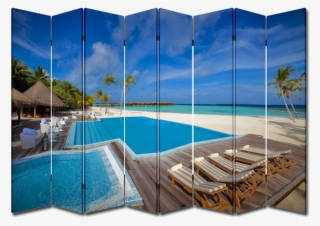 8 - Toa 6 Panel Folding Screen Canvas Room Divider- Poolside #4831636