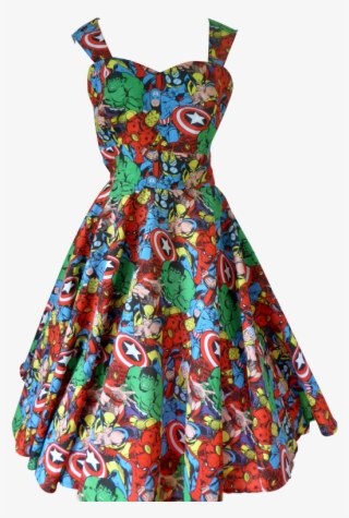 Marvelous Marvel Comics Retro Party Dress Image - Marvel Comic Pack Multi Fabric #4844829