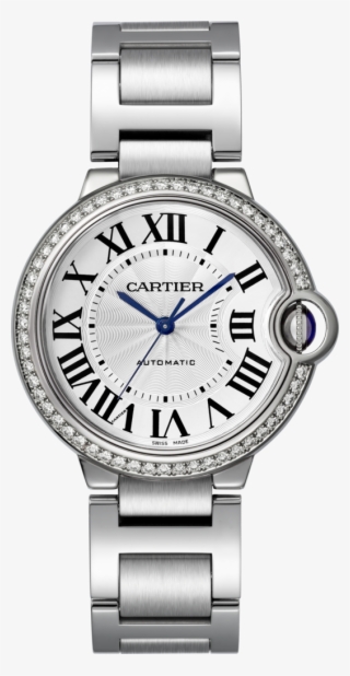 Ballon Bleu De Cartier Watch36 Mm, Steel, Diamonds - Cartier Ballon Bleu #4846951
