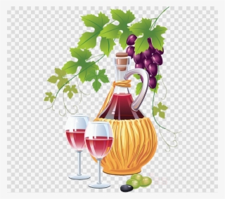 Wine Glass Clipart Red Wine Common Grape Vine - Bottle Of Wine Throw Blanket #4856439