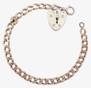 English 9k Gold Heart Padlock Charm With Gf Link Bracelet - Diamond Rose Design Bracelets #4857671
