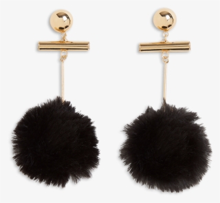 Pom Pom Earrings Black - Earrings #4861554